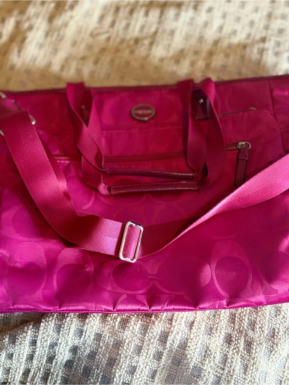 Coach Fuchsia Signature Tote with Adjustable Crossbody Strap